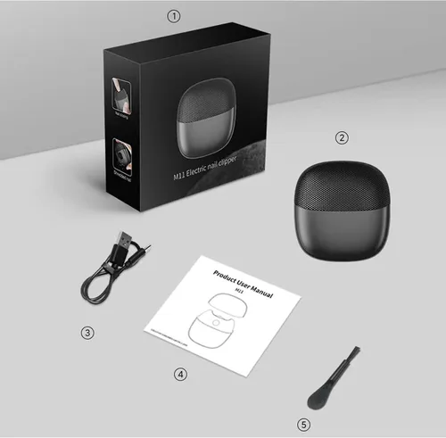Vista 6 de Cortaúñas eléctrico integrado para cortar y moler, con luz LED, 2 velocidades, recortador de uñas silencioso y portátil para bebés con autismo, Negro
