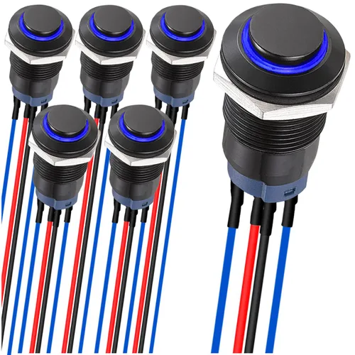 Vista 9 de 6Pcs Interruptor de botón de cierre led de 12mm con carcasa negra y pre-cableado, interruptor de botón a prueba de agua IP65, 1NO 1 normalmente