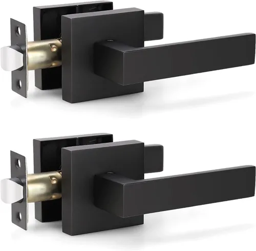 Vista 44 de KNOBWELL - Paquete de 1 manija para puerta delantera con llave y cerradura, manijas de palanca negras para puerta exterior, juego de cerradura