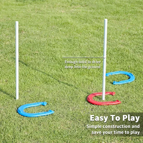 Vista 5 de SpeedArmis Juego de herraduras para exteriores, juego de herraduras de césped de tamaño universal, juegos al aire libre para fiestas, playa, patio