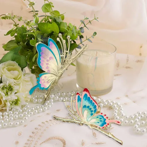 Vista 8 de Grandes pinzas de mandíbula de metal antideslizantes con mariposa brillante para mujeres - Agarre fuerte y bonito, accesorios para el cabello