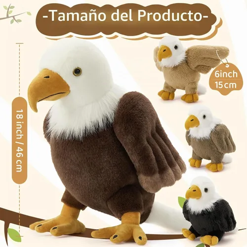 Vista 7 de BENINY - Juego de 4 piezas de peluche de águila calva, 18 pulgadas, mamá águila con 3 bebés