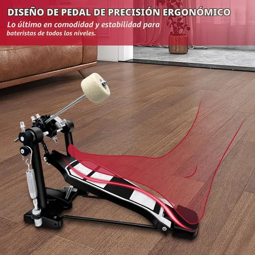 Vista 5 de Pedal de bombo, pedal de tambor de un solo patada con estribo de servicio pesado y transmisión por cadena