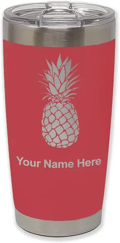 Vista 21 de LaserGram Vaso aislado al vacío de 20 onzas, piña, grabado personalizado incluido (negro)