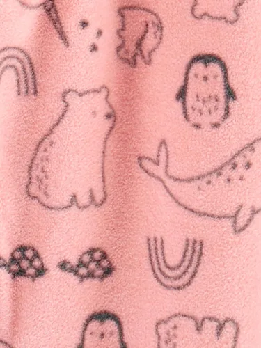 Vista 3 de Simple Joys de Carter's - Paquete de 2 pijamas de algodón y forro polar con pies para bebé niña, para dormir y jugar Zorro azul/melocotón animal