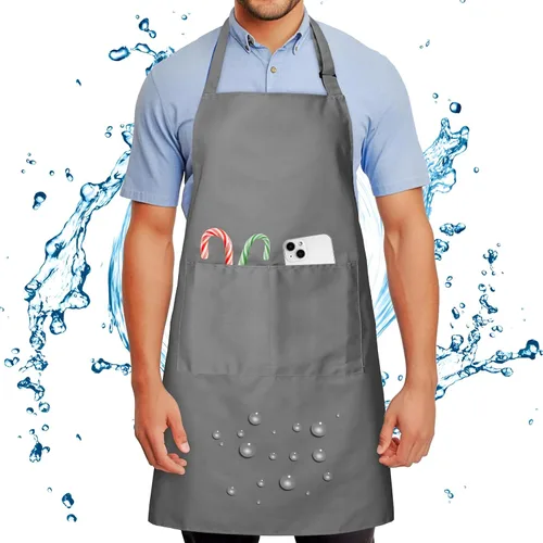 Vista 8 de Chef Apron for Men and Women Wash Free Bib Apron with 2 Pockets Water & Oil Proof Adjustable Aprons