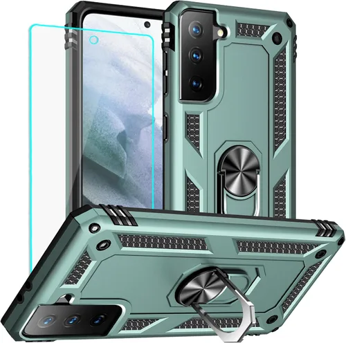 Vista 26 de Yiakeng Funda para Samsung Galaxy S8, Samsung S8, funda protectora de grado militar con anillo para Samsung Galaxy S8 (verde militar)