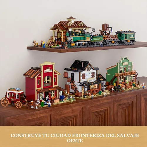 Vista 6 de Lumibricks Wild West Blacksmith Lighting - Juego de ladrillos de construcción, colección Western Forge House 2042 piezas para amantes del oeste