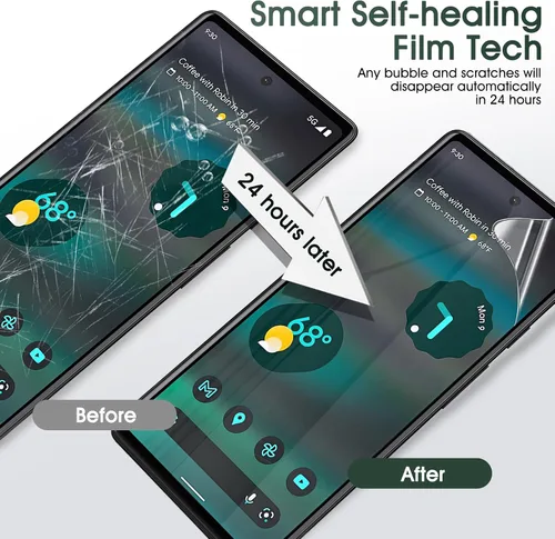 Vista 6 de Paquete de 3 protectores de pantalla para Google Pixel 6A, película protectora de TPU flexible autorreparable para Google Pixel 6A, película