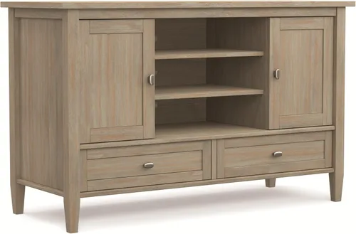 Vista 16 de SIMPLIHOME Warm Shaker - Soporte de TV de madera maciza de 72 pulgadas de ancho, color marrón dorado claro Marrón (Hickory Brown)