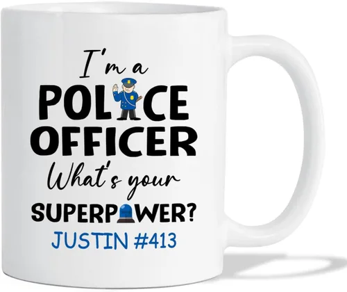 Vista 16 de Taza de café personalizada de policía de regalo para amigo compañero de trabajo, I Never Dreamed I'd Grow Up To Be A Cop Taza de café de cerámica