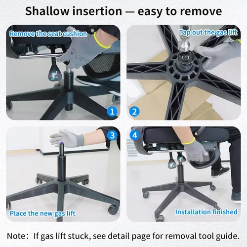 Vista 8 de MySit Cilindro de Elevación de Gas de Repuesto para Silla de Oficina con Carrera de 2.2", Resistente 450 libras, Varilla de Resorte de Gas Más