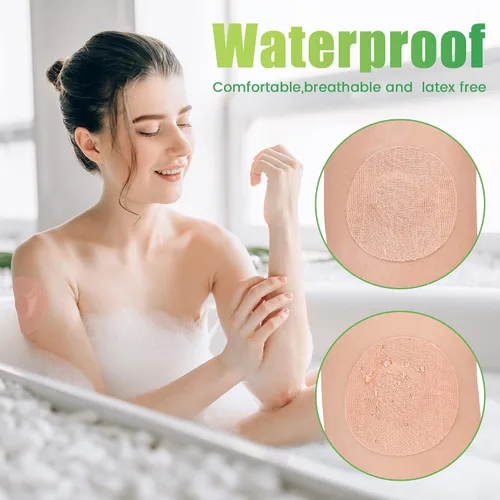 Vista 3 de 40 cubiertas de sensor para libre 2/3 parches adhesivos-Cinta CGM impermeable, sin pegamento en el centro, color bronceado y de larga duración