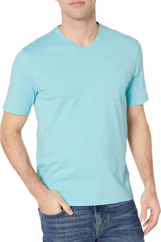 Vista 2 de Tienda Essentials Camiseta de manga corta con cuello en V para hombre, ajuste regular, paquete de 2