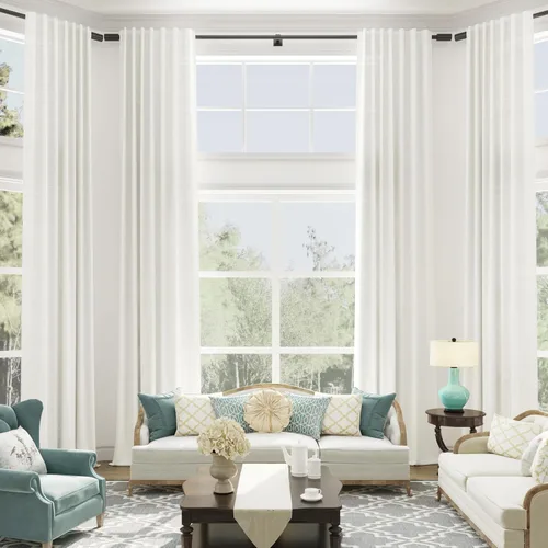 Vista 20 de Cortinas de lino extralargas de 144 pulgadas de largo para sala de estar con pestaña superior, cortinas modernas estilo casa de campo de dos pisos