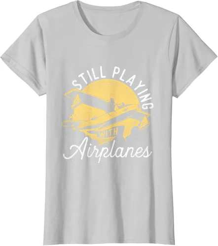Vista 21 de Still Playing With Airplanes - Camiseta de control remoto RC Avión Piloto, Negro