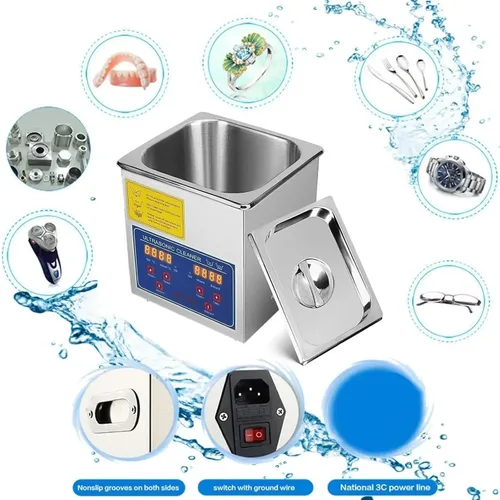 Vista 3 de Máquina de limpieza ultrasónica, 2/3/6/10/15/22/30L, temporizador digital, máquina de limpieza de acero inoxidable, adecuada para baño, joyería