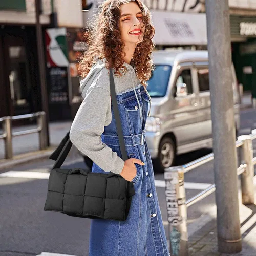 Vista 3 de INPAKSA Puffer Woven Bag Women Padded Designer Crossbody Bags Woven Purse Down Shoulder Bags for Women