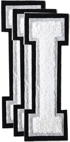 Vista 129 de 3 parches de letras de felpilla roja, parches de letras termo-adhesivas de 4-1/2" con brillantina para ropa, S