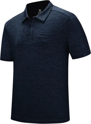 Vista 26 de Rdruko Camisas polo para hombre de manga corta, secado rápido, para golf y deportes al aire libre con bolsillo 01 Negro