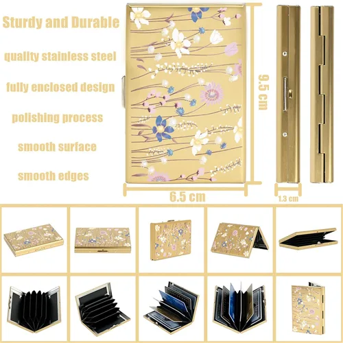 Vista 99 de BONSYL® Soporte para tarjetas de crédito, cartera delgada de metal con bloqueo RFID, con 6 ranuras para tarjetas, para mujeres y hombres.