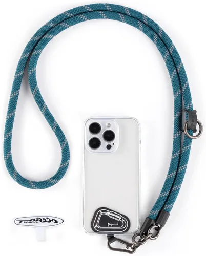 Vista 7 de Cordón para teléfono celular ×1, Pestaña de sujeción ×2, Correa de teléfono ajustable universal, Cruzada, Cordón para el cuello, Correa de cuerda