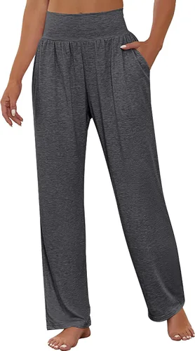Vista 2 de Neer 2 piezas de pantalones deportivos de yoga de pierna ancha para mujer, pantalones de descanso de cintura alta, pantalones de entrenamiento