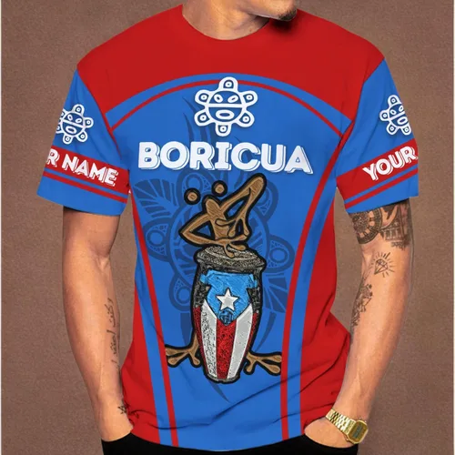 Vista 10 de AOVL - Camisetas con nombre personalizado de Puerto Rico en 3D, camiseta de bandera de Puerto Rico para hombres y mujeres, S-5XL con bandera