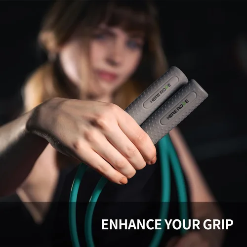 Vista 2 de HEREROPE - Cuerdas de saltar para fitness, cuerda de saltar ajustable para mujeres y hombres, cuerda de velocidad pesada con cuerda de salto de PVC