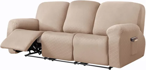 Vista 47 de vctops Funda reclinable con diamantes de 4 piezas, funda elástica para sofá reclinable de 1 plaza, protector suave y sólido para muebles con correa