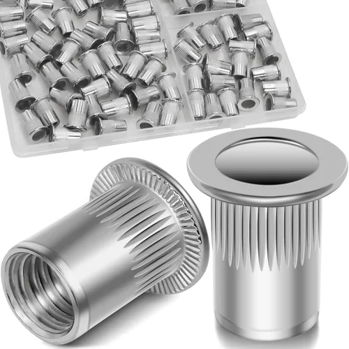 Vista 25 de Tuerca de remache UNC de 1/2 ''-13, 10 piezas de acero inoxidable 304 cabeza plana remache roscado inserto Nutsert