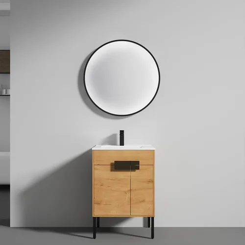 Vista 3 de Blossom Mueble de baño con fregadero de cerámica, roble clásico, 24 Classic Oak