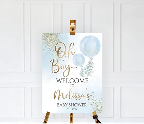 Vista 7 de Letrero de bienvenida para baby shower, decoración de baby shower de Little Cutie - Letrero personalizado para baby shower con texto en inglés "A