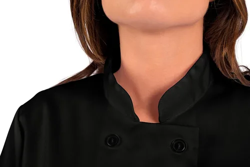 Vista 7 de Abrigo de chef de manga corta clásico negro para mujer