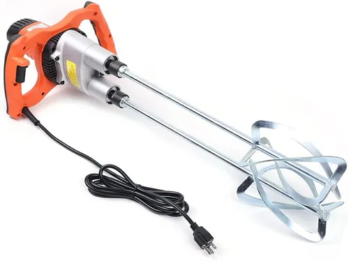 Vista 6 de Mezclador eléctrico de mortero de hormigón, 1800 W, portátil, de doble paleta, mezclador de concreto para taladro con 2 velocidades, agitador