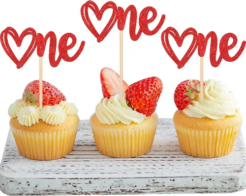 Vista 9 de 24 piezas Oh Baby para cupcakes para el día de San Valentín con purpurina de corazón de amor dulce para pies de bebé, para el día de San Valentín
