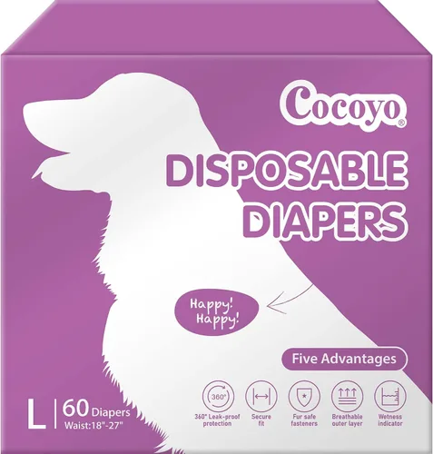 Vista 8 de COCOYO Pañales desechables para perra de tamaño XS, 84 unidades, súper absorbentes, transpirables, con indicador de humedad