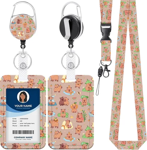 Vista 19 de Soporte para tarjeta de identificación con cordón, carrete retráctil con clip giratorio para cinturón, cordón separable de bandera estadounidense