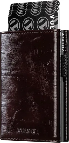Vista 14 de VULKIT Cartera con tarjetero con bolsillo para monedas, cierre magnético, tarjetas desplegables con ventana para identificación, cartera de cuero