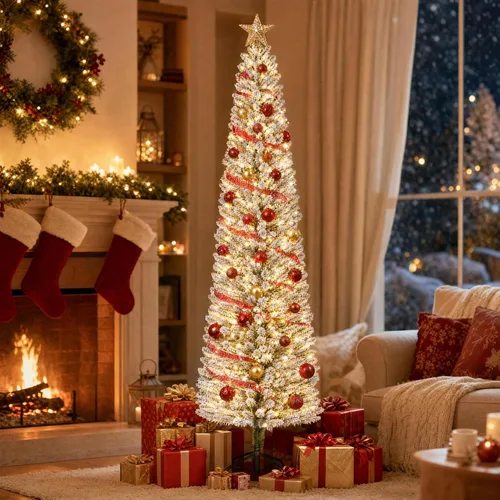 Vista 25 de Árbol de Navidad preiluminado de 6 pies con 210 luces Verde-clásico