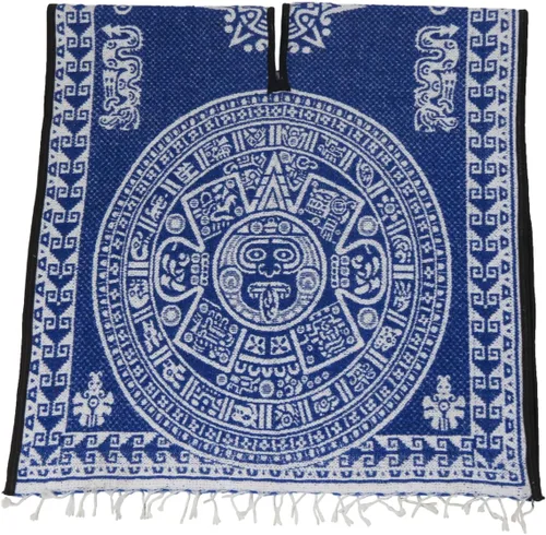 Vista 5 de Ethnic Identity Poncho mexicano azteca para hombres y mujeres Manta reversible Cobija para fiestas, exteriores, senderismo y campamento