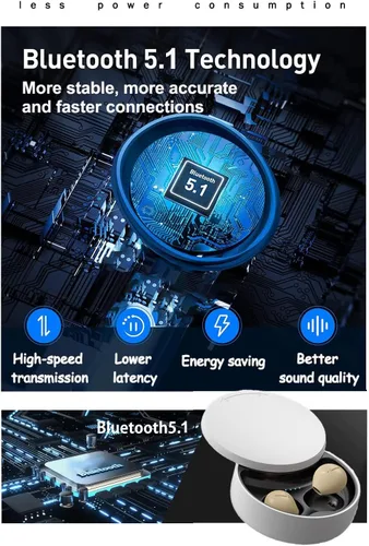 Vista 4 de Auriculares invisibles pequeños, mini, inalámbricos, Bluetooth, discretos, para música, hogar, trabajo