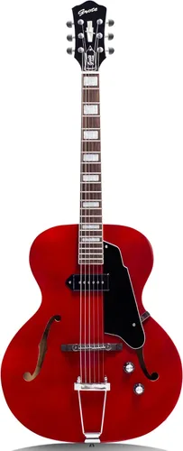 Vista 10 de Guitarra eléctrica de jazz GROTE de cuerpo hueco con herrajes cromados (Natural)