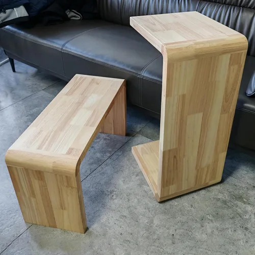 Vista 13 de Mesa auxiliar en forma de C, mesa auxiliar de madera maciza para sofá, cama y sala de estar, mesa auxiliar pequeña para aperitivos que ahorra