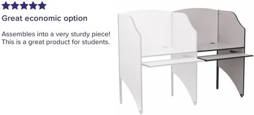 Vista 5 de Flash Furniture Jordan - Carrel de estudio complementario en acabado gris nebulosa