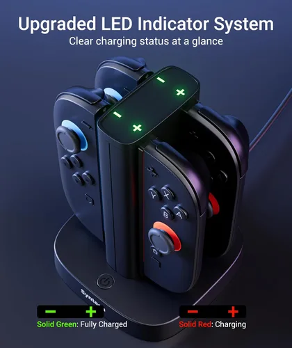 Vista 6 de Syntech Premium Controller Charger Dock Compatible with Nintendo Switch 2 JoyCon Accessories, 4-in-1 Fast Charging Station with LED Indicators USB-A