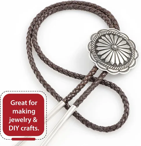 Vista 7 de Mandala Crafts Bolo - Cordón de cuero trenzado para manualidades Bolo, 6.5 pies, redondo, de cuero trenzado genuino, cuerda de cuero de 0.236 in
