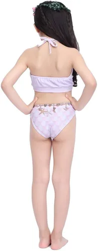 Vista 5 de XNSGAO 4PCS Mermaid Tails for Swimming for Girls Kids Mermaid Swimsuit Costume Princess Bikini Set Bathing Suits