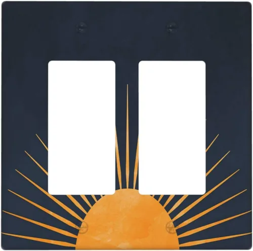 Vista 95 de Cubiertas de pared de lodge rústico retro con diseño de osos, ciervos y animales salvajes. Placas de pared dúplex simples para interruptor de luz.