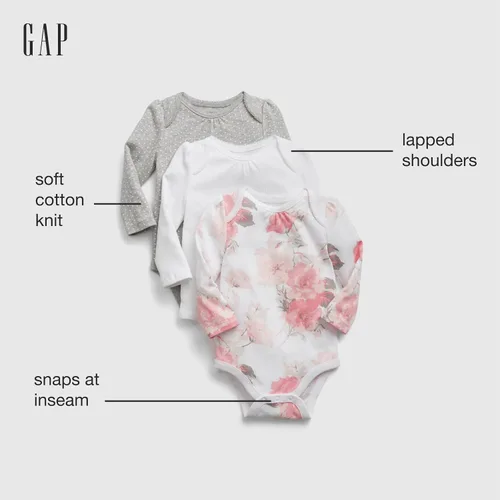 Vista 4 de GAP Conjunto de body de manga larga favorito de 3 piezas para bebé niña